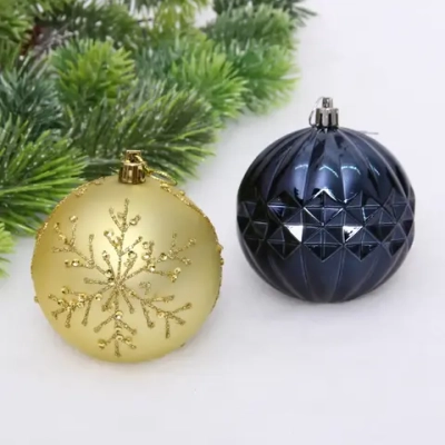 Новогодние шары «Волшебный бал» 8 см (набор 6 шт), Сапфир/Золото