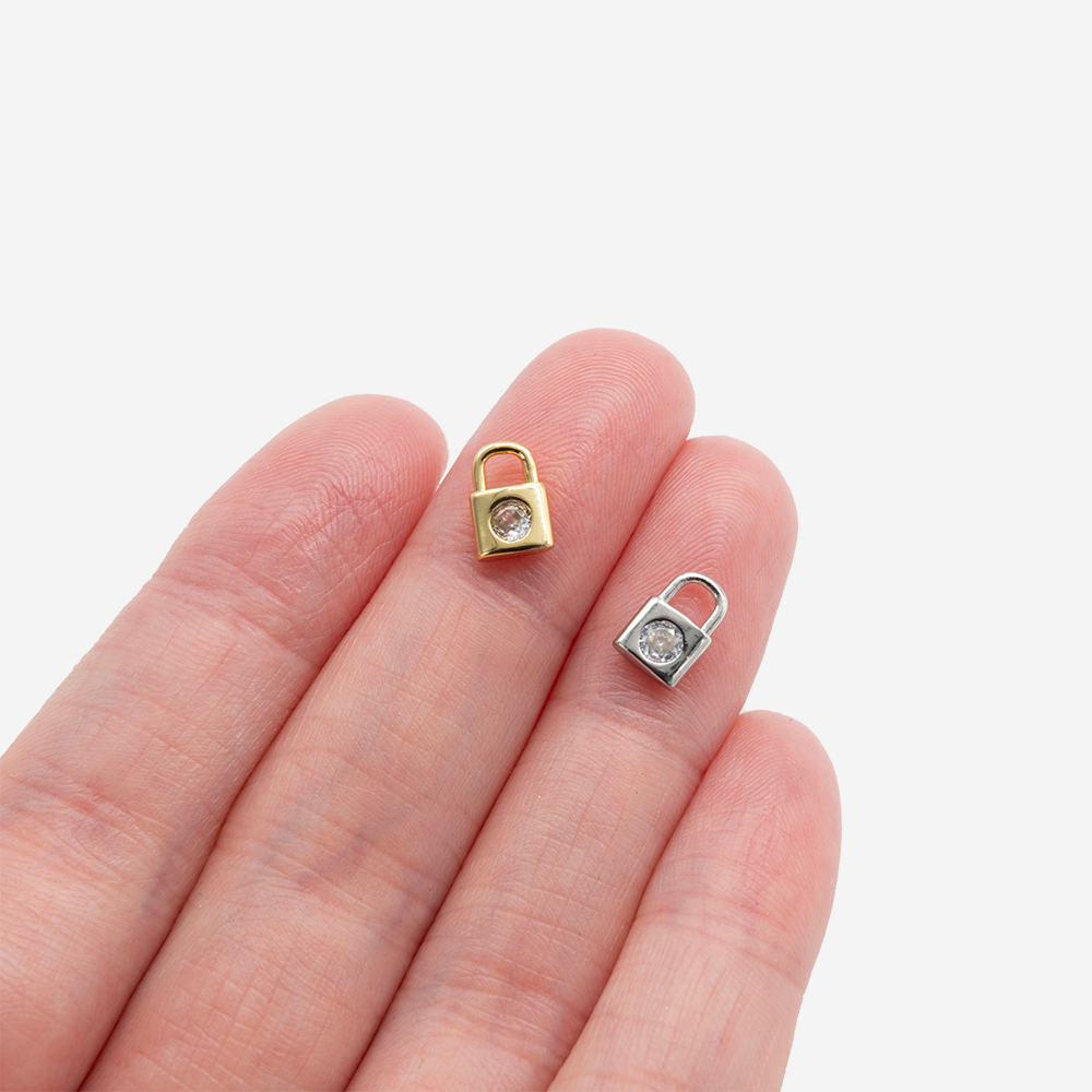 Подвеска "Simple Lock" 8*5,3мм, фианит, позолота