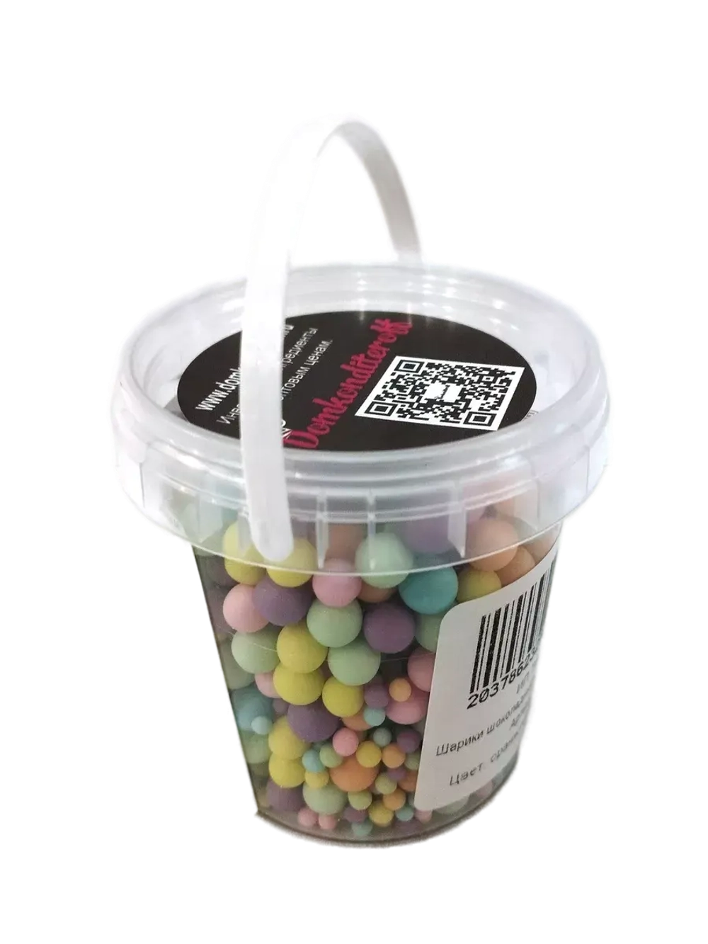 Шарики кранч матовые №088М желт,оранж,голуб,роз,сирен,изумруд 100 гр.