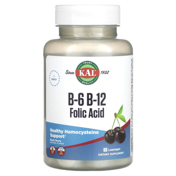 KAL B-6 B-12 Folic Acid 60 пастилок , Черная вишня