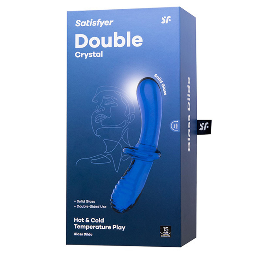 Синий двусторонний стеклянный фаллоимитатор 19,5см Satisfyer Double Crystal 4045931