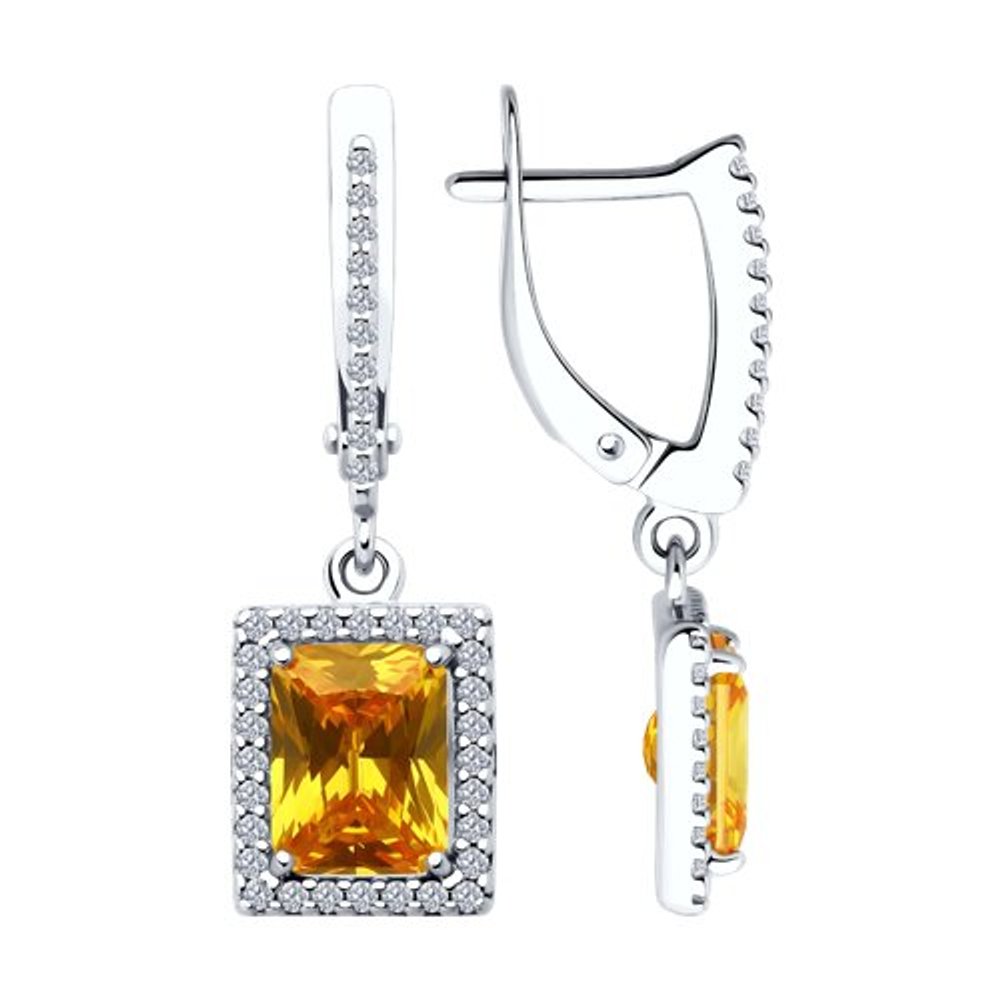 Серьги из серебра с фианитами