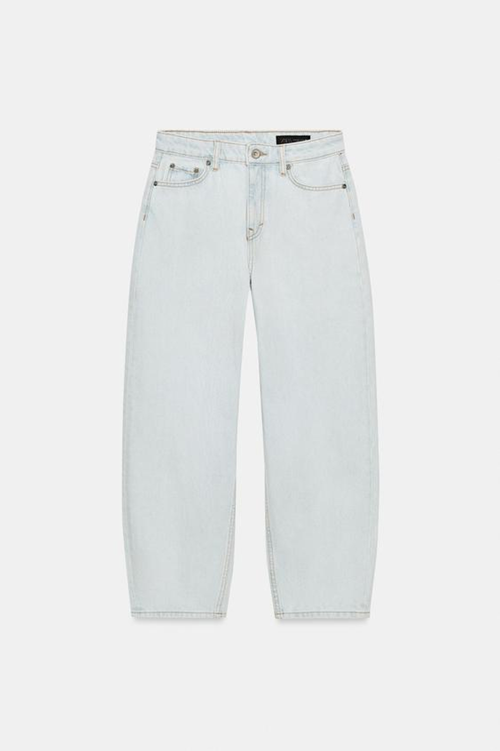 ZARA ЗАУЖЕННЫЕ ДЖИНСЫ СО СРЕДНЕЙ ПОСАДКОЙ — ZW COLLECTION, ГОЛУБОЙ