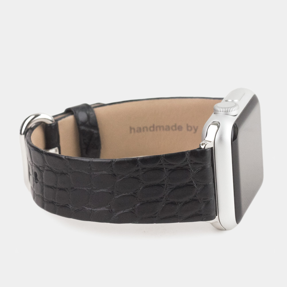 Ремешок для Apple Watch 44/45/46 mm из кожи аллигатора, черного цвета