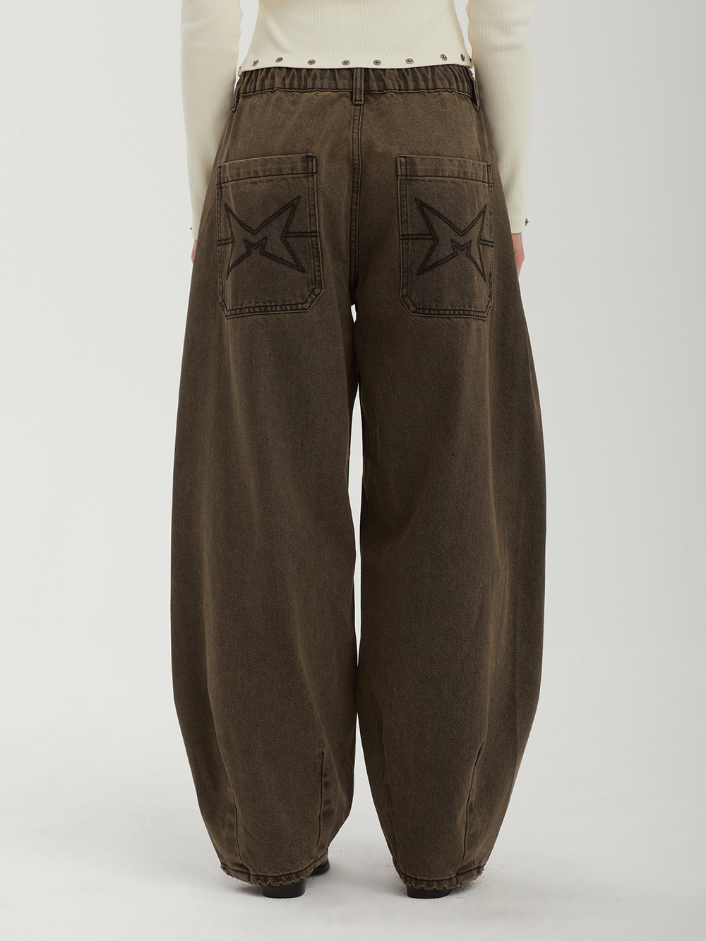 Женские Джинсы Washed Brown Elasticated Balloon