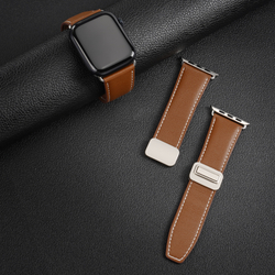 Ремешок из натуральной кожи коричневого цвета для смарт часов Apple Watch 38, 40, 41, 42мм, серия YA Series от Dux Ducis