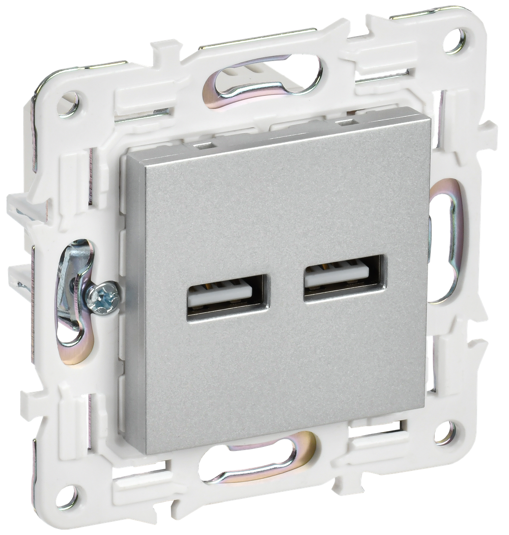SKANDY Розетка USB A+A 3,1А SK-R15S серебряный IEK