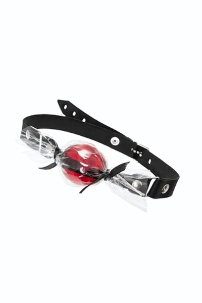 Красный кляп-леденец на кожаных ремешках (Цвет: красный)