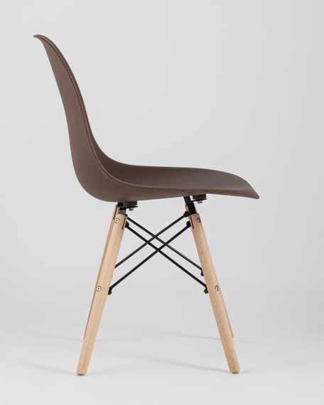 Eames Style DSW коричневый пластик, стальной каркас, натуральный массив бука