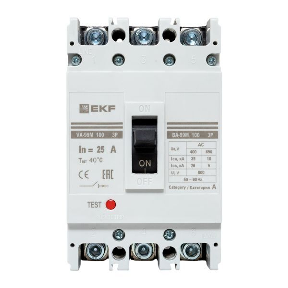Автоматический выключатель в литом корпусе  EKF mccb99-100-25m