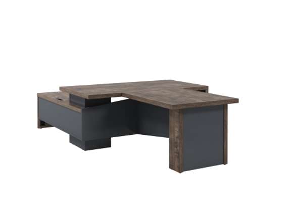 Стол правый 1800х2000х750 с опорной тумбой, блоком розеток и брифингом 1150 T-818R.1000-02