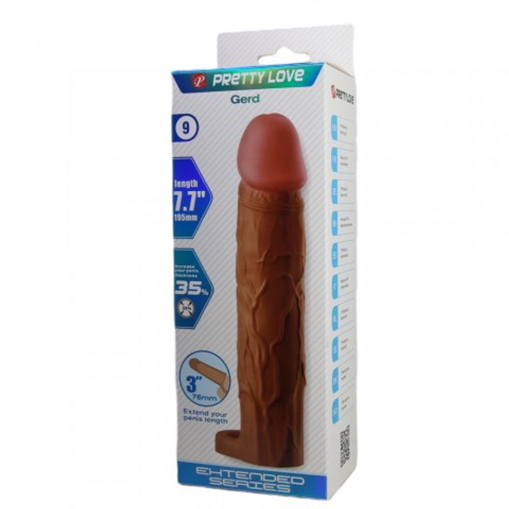 Реалистичная насадка на пенис Gerd (19,5 см) коричневая