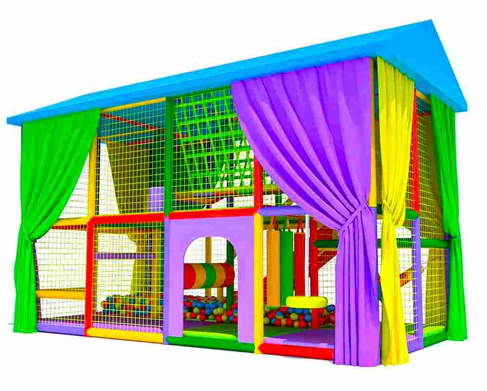 Детский игровой лабиринт с крышей «Праздничный домик» 4,92×2,46×3,3 м