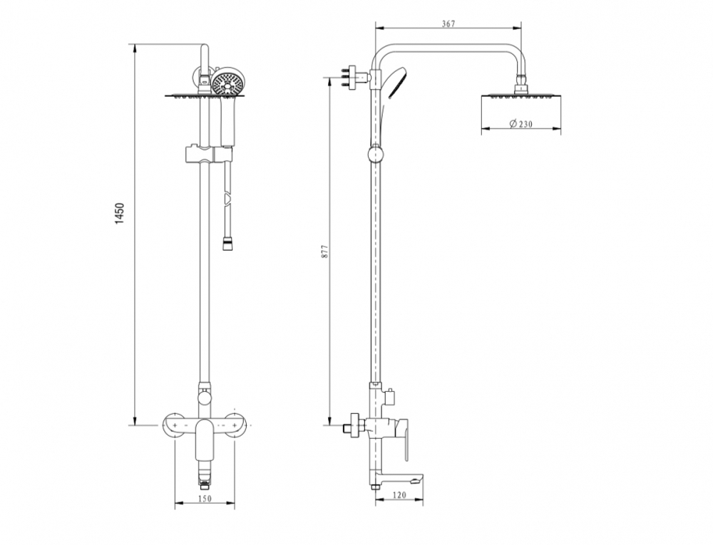 Душевая система Grocenberg GB7009 Белый хром