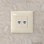 Компьютерная розетка RJ-45 без шторки в стену, кат.6 двойная, "Avanti", "Ванильная дымка"