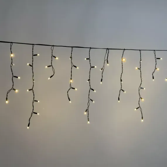 Гирлянда Бахрома 3,1*0,5 м., Тепло-Белая 220В., 120 LED, Провод Черный Каучук 2,3 мм., IP65, (ECO120-1-2WW)
