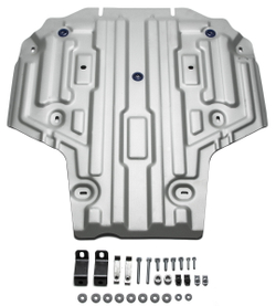 Защита КПП Rival для Audi A4 B9 (V - 1.4; 2.0 (190/249 л.с.)) АКПП 2015-2020/Audi A4 B9 рестайлинг (V - 2.0 (150/190 л.с.)) 2019-н.в./Audi A5 8W (V - 2.0 (249 л.с.)) АКПП 4WD 2016-н.в., штампованная, алюминий 3 мм, с крепежом, 333.0335.1