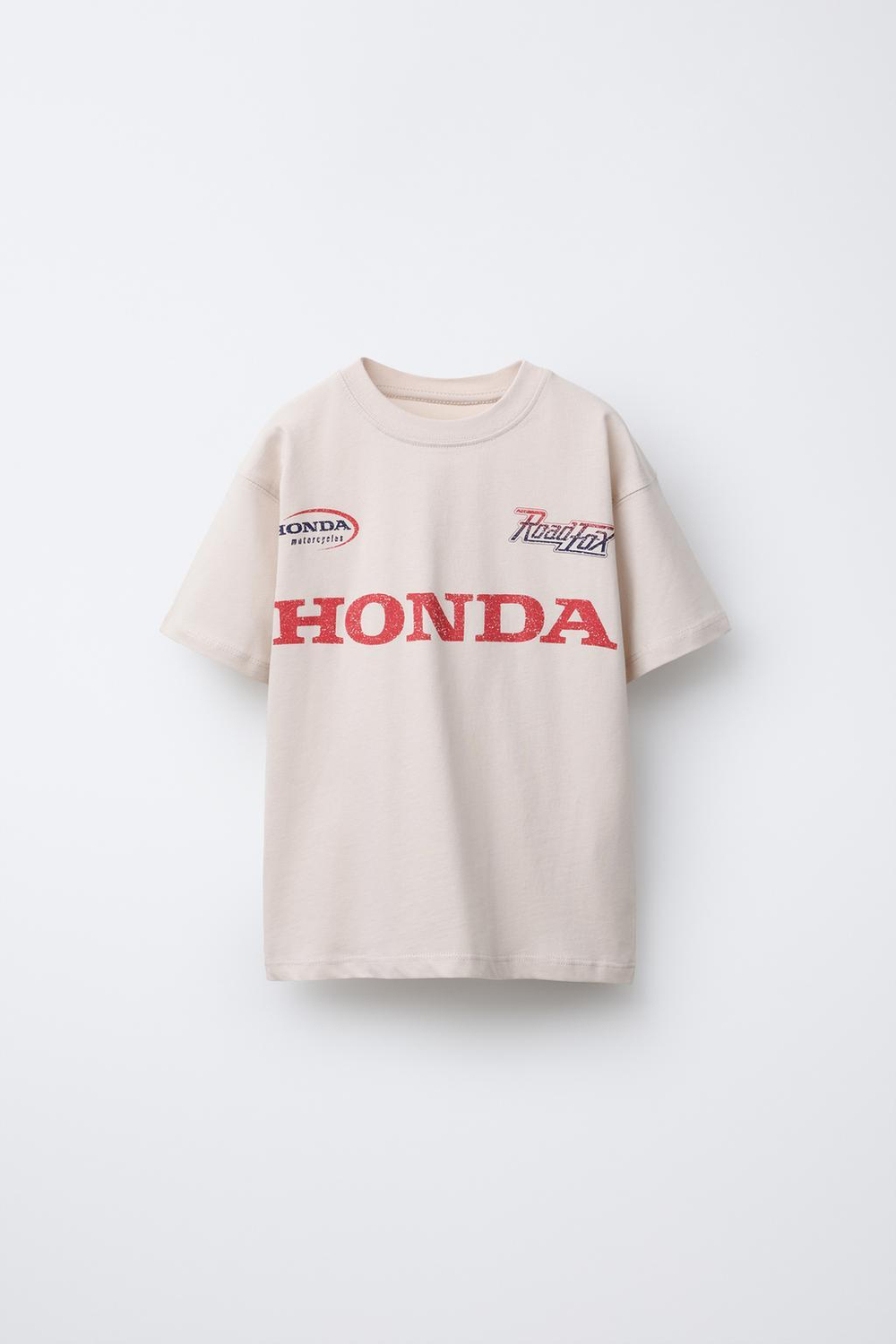 ZARA ФУТБОЛКА С ПРИНТОМ HONDA ©, КРЕМОВЫЙ