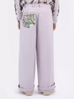 Широкие светлые брюки унисекс с вышивкой ола ола купить в OLA OLA Store OLA OLA