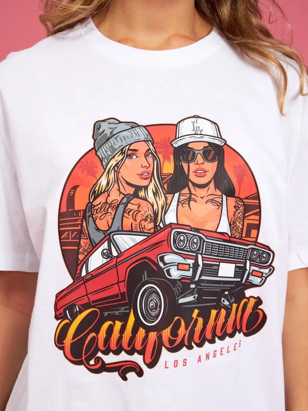 Футболка женская оверсайз белая с принтом лос анджелес