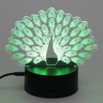 Светильник ночник «3D-Павлин» на пластиковой подставке, с включателем USB