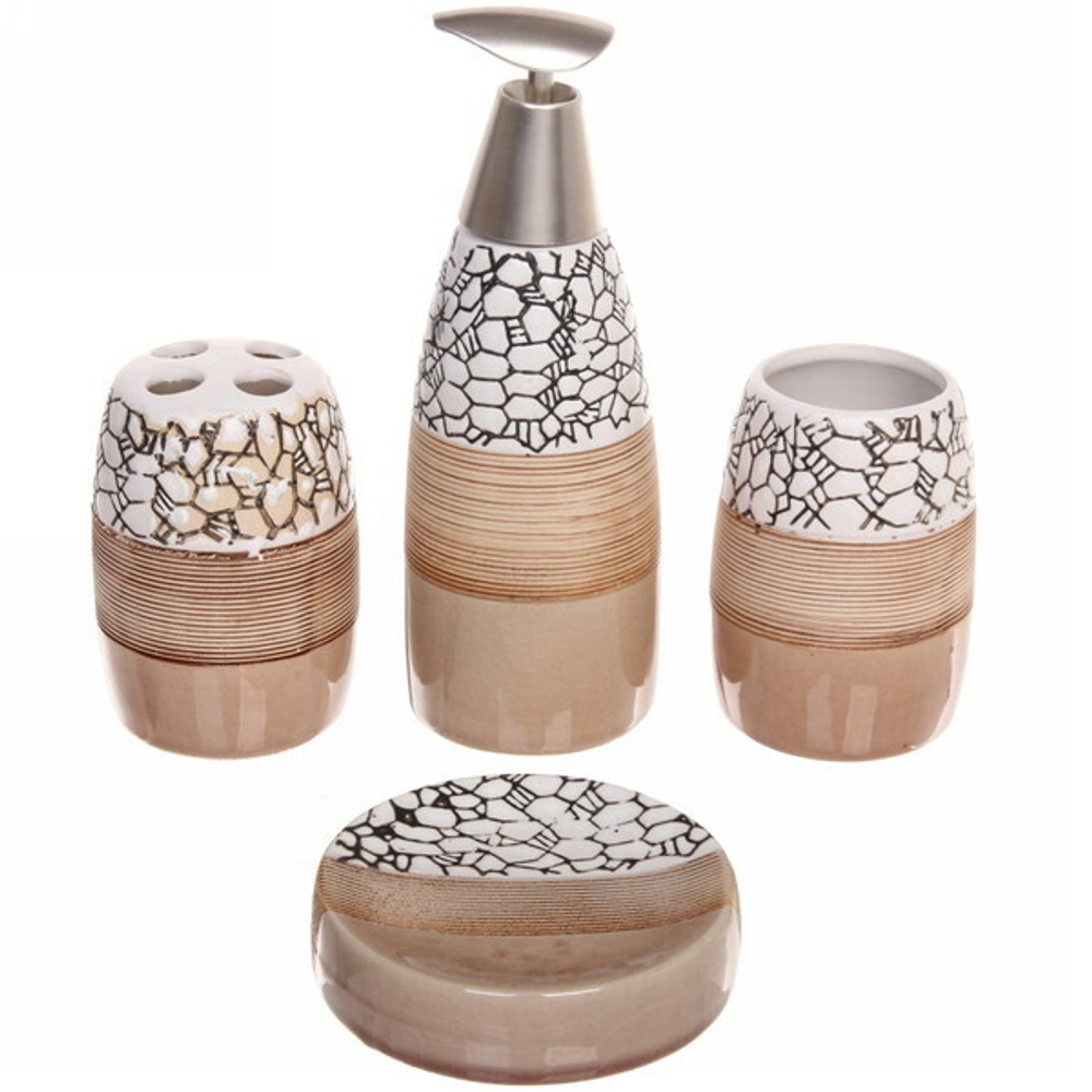 Набор для ванной из 4-х предметов керамический «Гермес» бело-черный