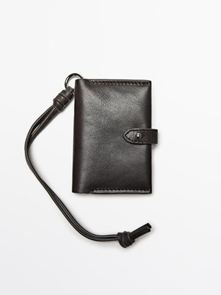 Massimo Dutti Визитница из кожи наппа в виде подвески, коричневый