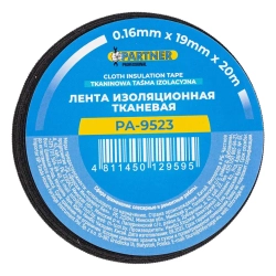 Лента изоляционная тканевая 19мм x 20м (черная) Partner PA-9523