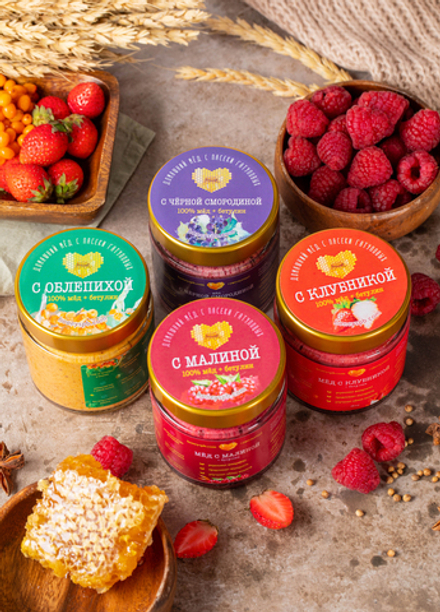Набор меда с ягодами и бетулином