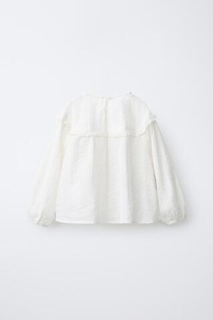 ZARA РУБАШКА В РОМАНТИЧЕСКОМ СТИЛЕ С ВЫШИВКОЙ», ЭКРЮ