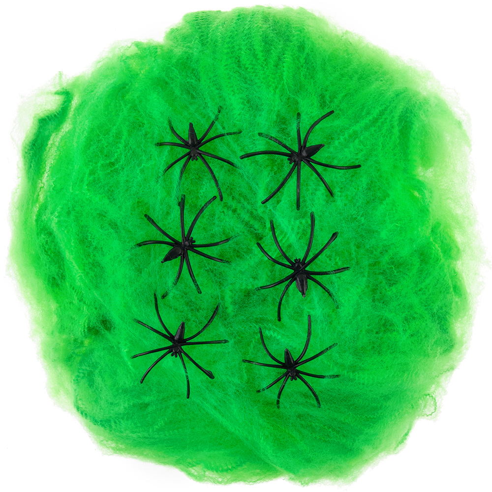 Декор "Салатовая паутина с пауками" 6 шт