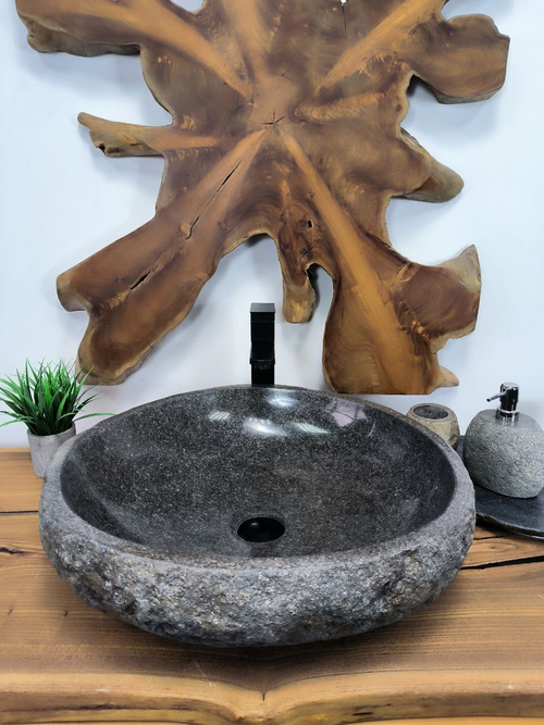 Раковина из речного камня RS-66342 53х49х15 из натурального камня