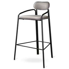 Барный стул Ror, Round, серый велюр