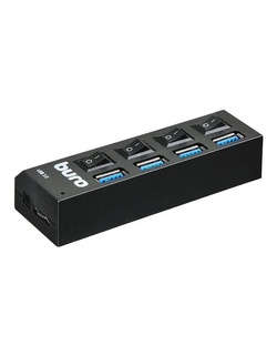 USB-хаб (концентратор) Buro BU-HUB4-U3.0-L Разветвитель USB 3.0 4порт. черный (389737)