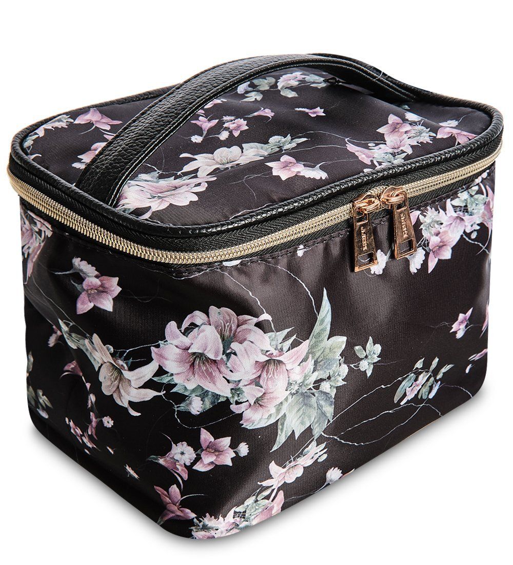 JJDK-90307 Бьюти бокс «Blume» черный с цветами