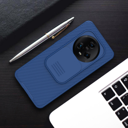Чехол синего цвета с сдвижной шторкой для камеры на смартфон Honor Magic 5 от Nillkin, серия CamShield Pro