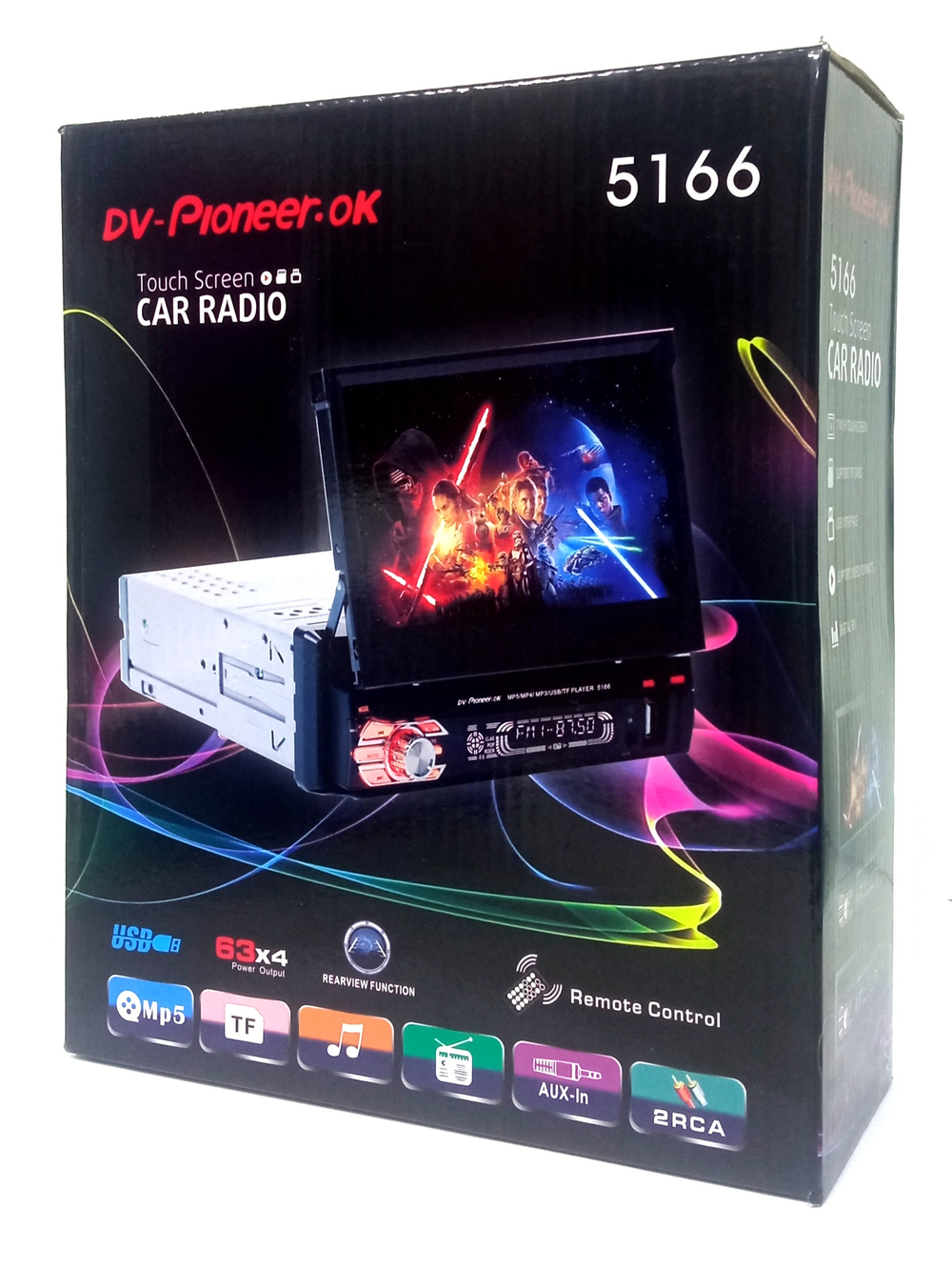 Автомагнитола с выездным экраном 7"/1DIN MP5MP3 Player DV-Pioneer.OK 5166