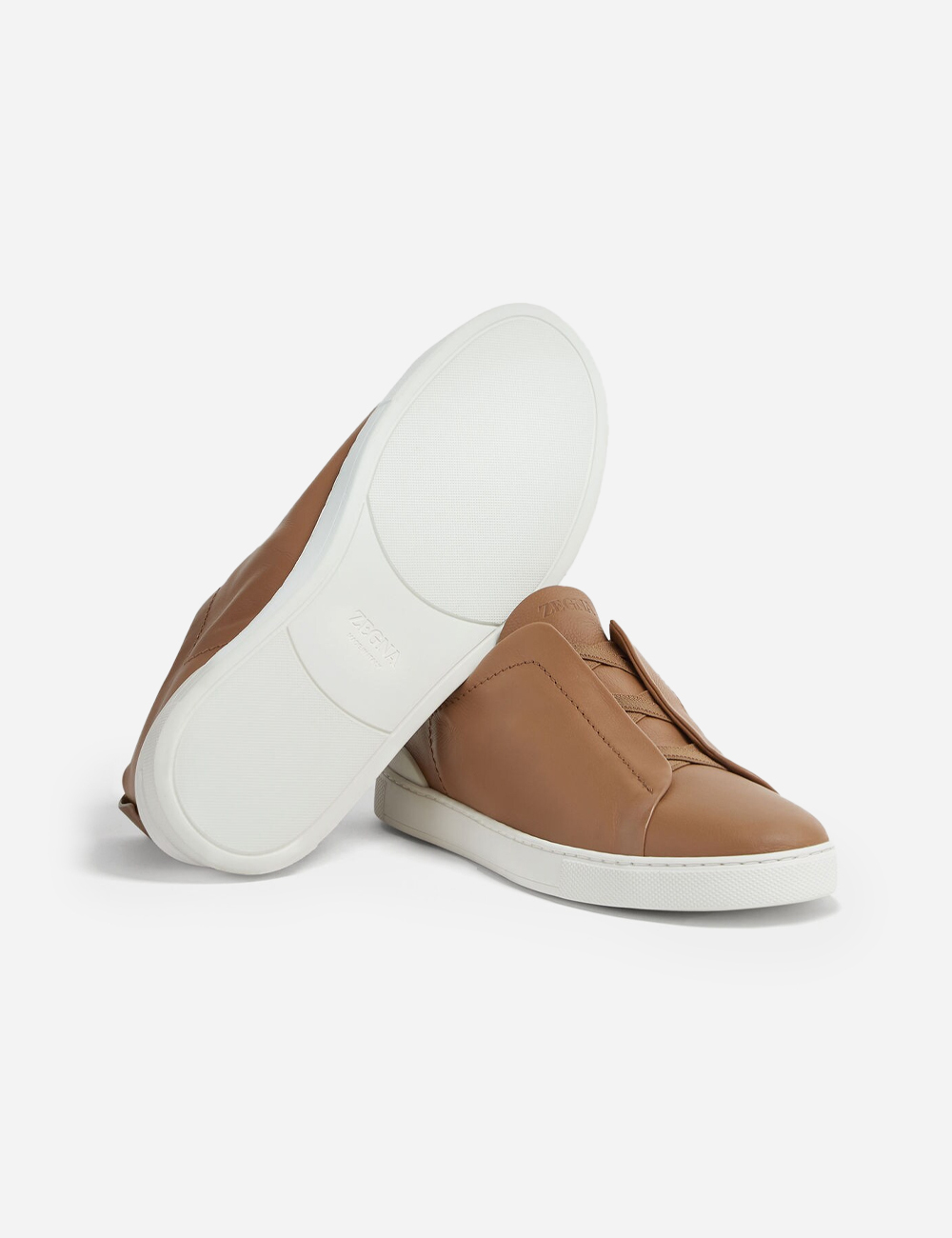 Zegna Stitch Secondskin Sneakers Dark Beige