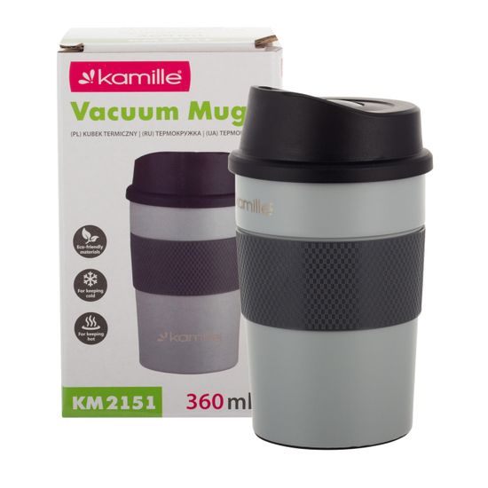 Термокружка 360 мл. из нержавеющей стали Kamille KM 2151 с TPR вставкой