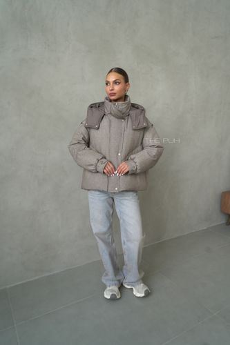 Шоколадный пуховик-трансформер на молнии