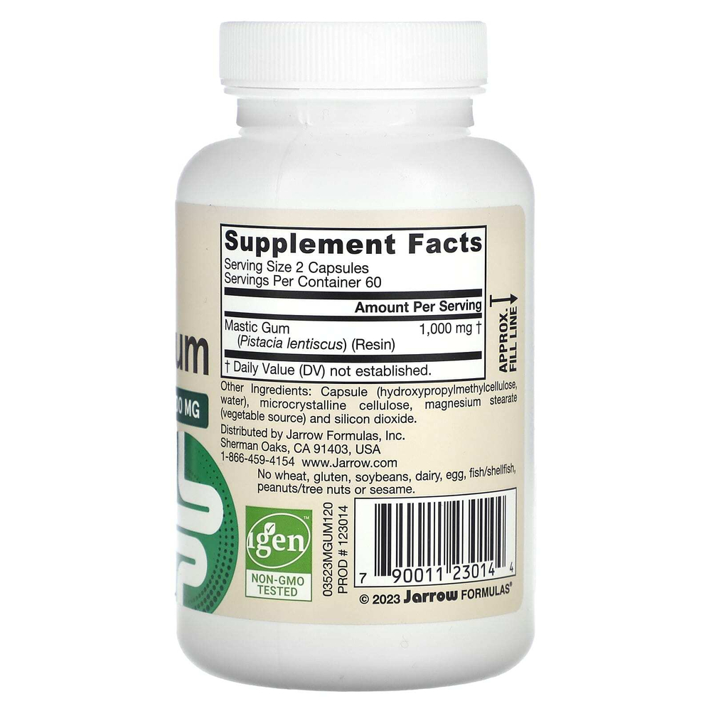 Jarrow Formulas, мастиковая смола, веганский продукт, 120 вегетарианских капсул (500 мг в 1 капсуле)