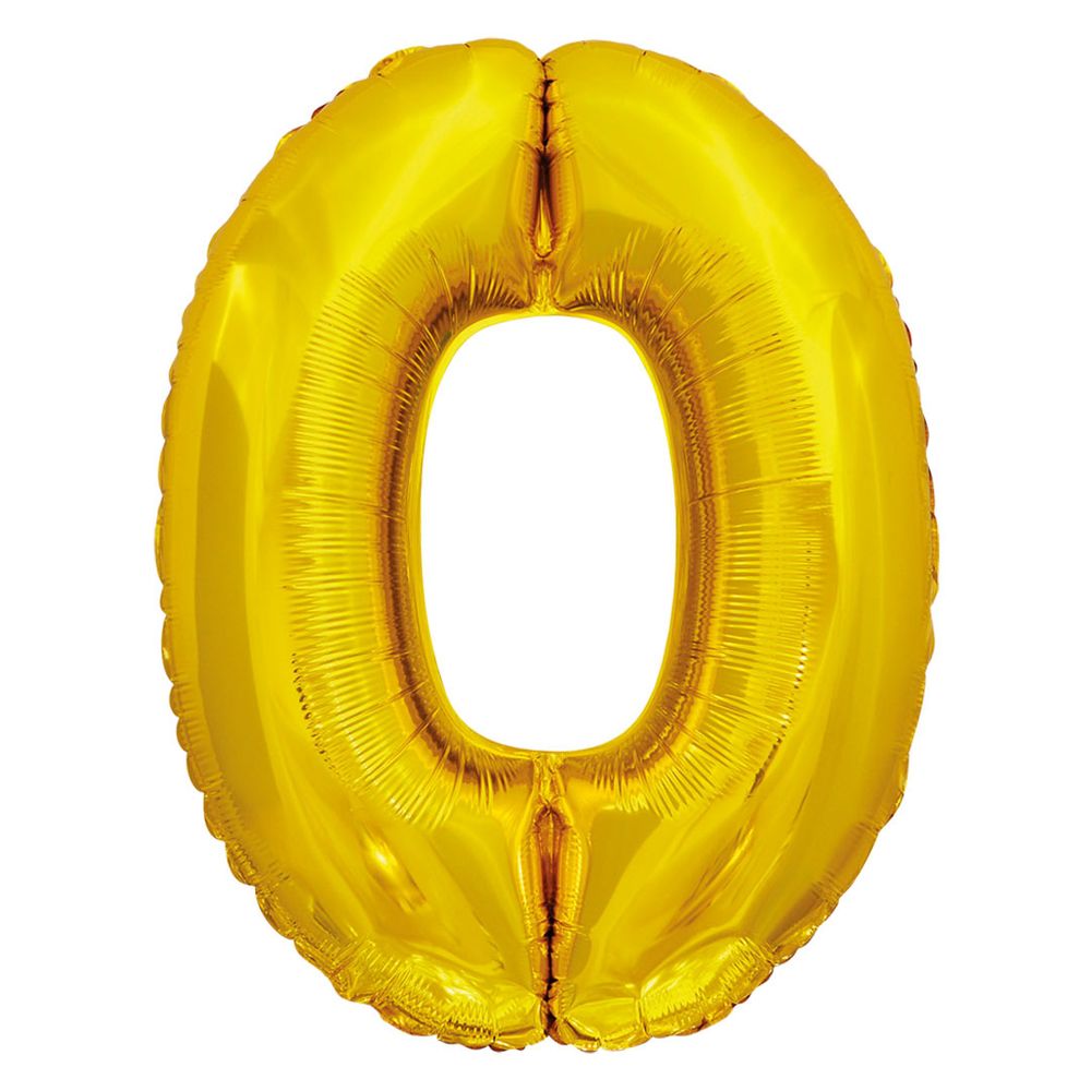 Шар (34&#39;&#39;/86 см) Цифра, 0 ЭКО, Золото, 1 шт. в уп.
