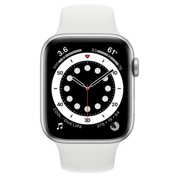 Умные часы Apple Watch Series 6 GPS + Cellular 44мм Aluminum Case with Sport Band (Серебристый/Белый) (M07F3)