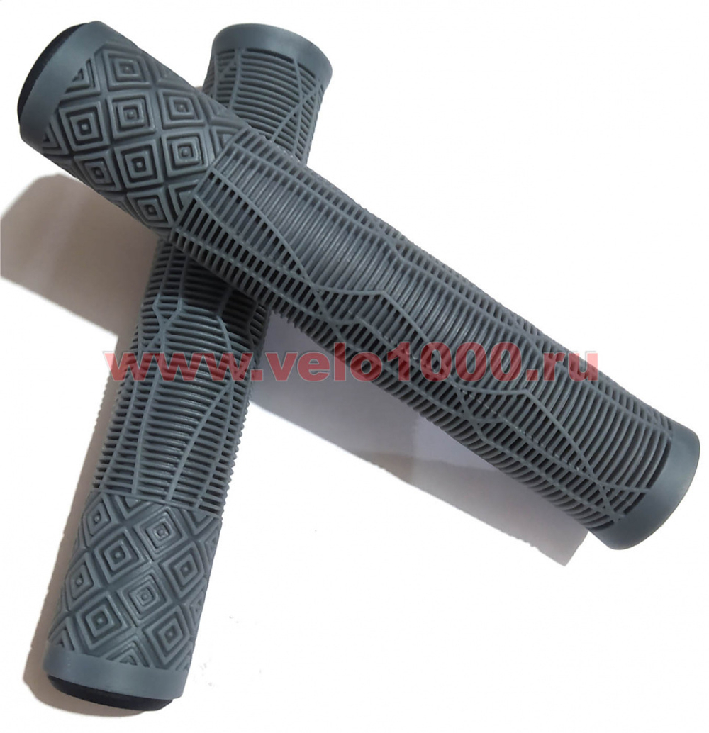 Грипсы без фланца, 166мм, серые, SOFT, заглушки с VLX лого, без уп.VLX-G53 GR