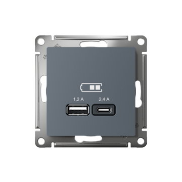 Розетка USB AtlasDesign тип A+C 5В/2.4А 2х5В/1.2А механизм грифель SE ATN000739