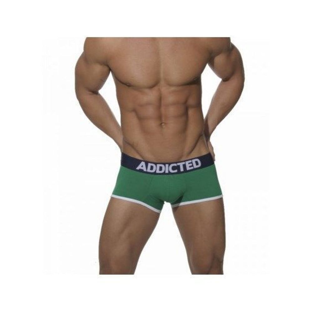 Мужские трусы джоки боксеры зеленые с темно-синей резинкой Seobean Addicted