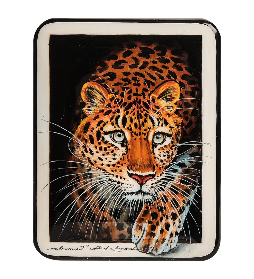 Народные промыслы ШК-55/163 Шкатулка «Леопард» исп.Лидяева