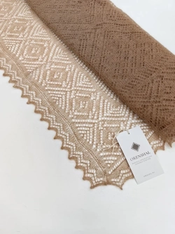 Оренбургский пуховый палантин А14060-08 темно-бежевый