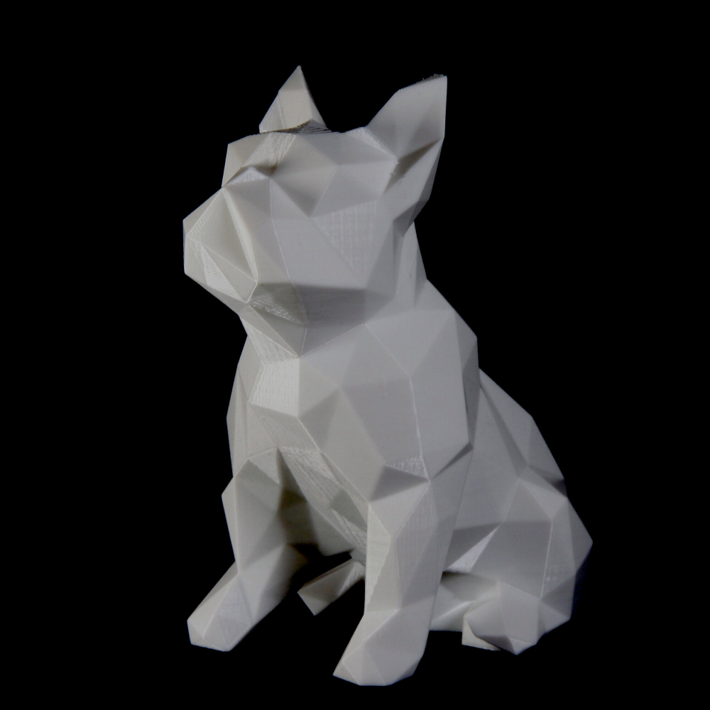 Фигурка БУЛЬДОГ, низкополигональная, дизайнерская. Low Poly Bulldog 19 см., белая