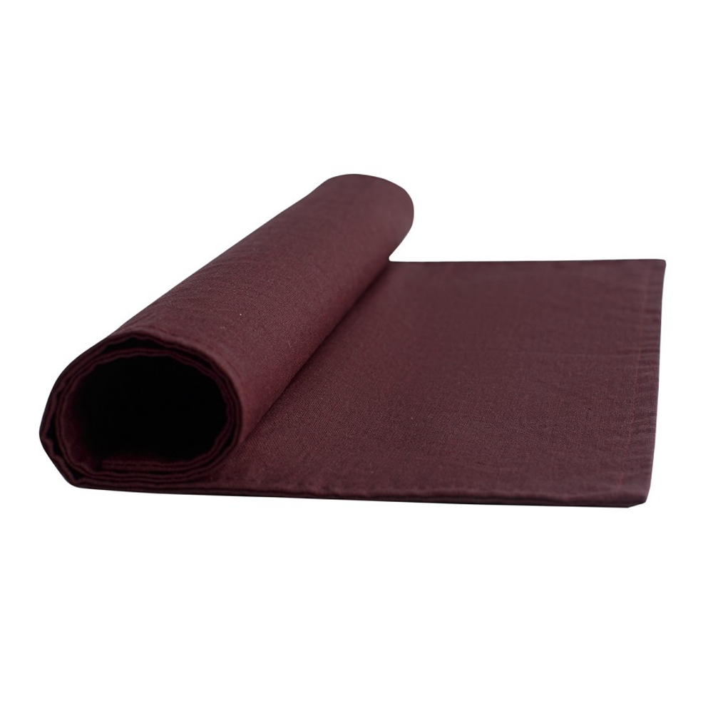 Салфетка под приборы из умягченного льна с декоративной обработкой бордового цвета essential, 35х45